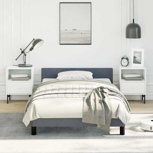 Bed Frame without Mattress Dark Grey Twin Velvet