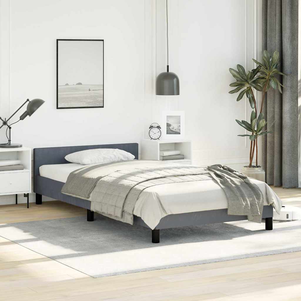 Bed Frame without Mattress Dark Grey Twin XL Velvet