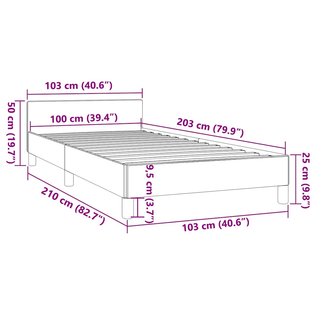 Bed Frame without Mattress Dark Grey Twin XL Velvet