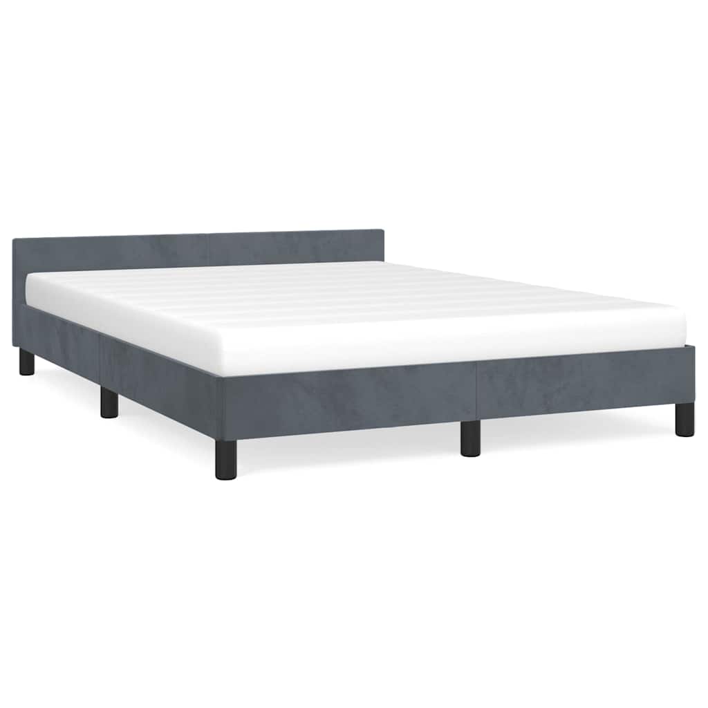 Bed Frame without Mattress Dark Grey Full Velvet