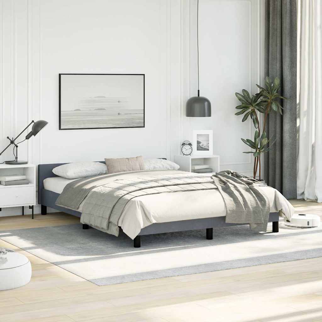 Bed Frame without Mattress Dark Grey Full Velvet