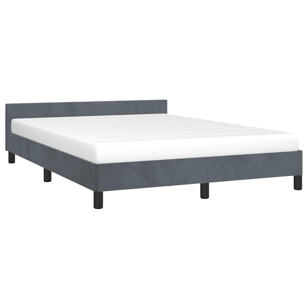 Bed Frame without Mattress Dark Grey Full Velvet