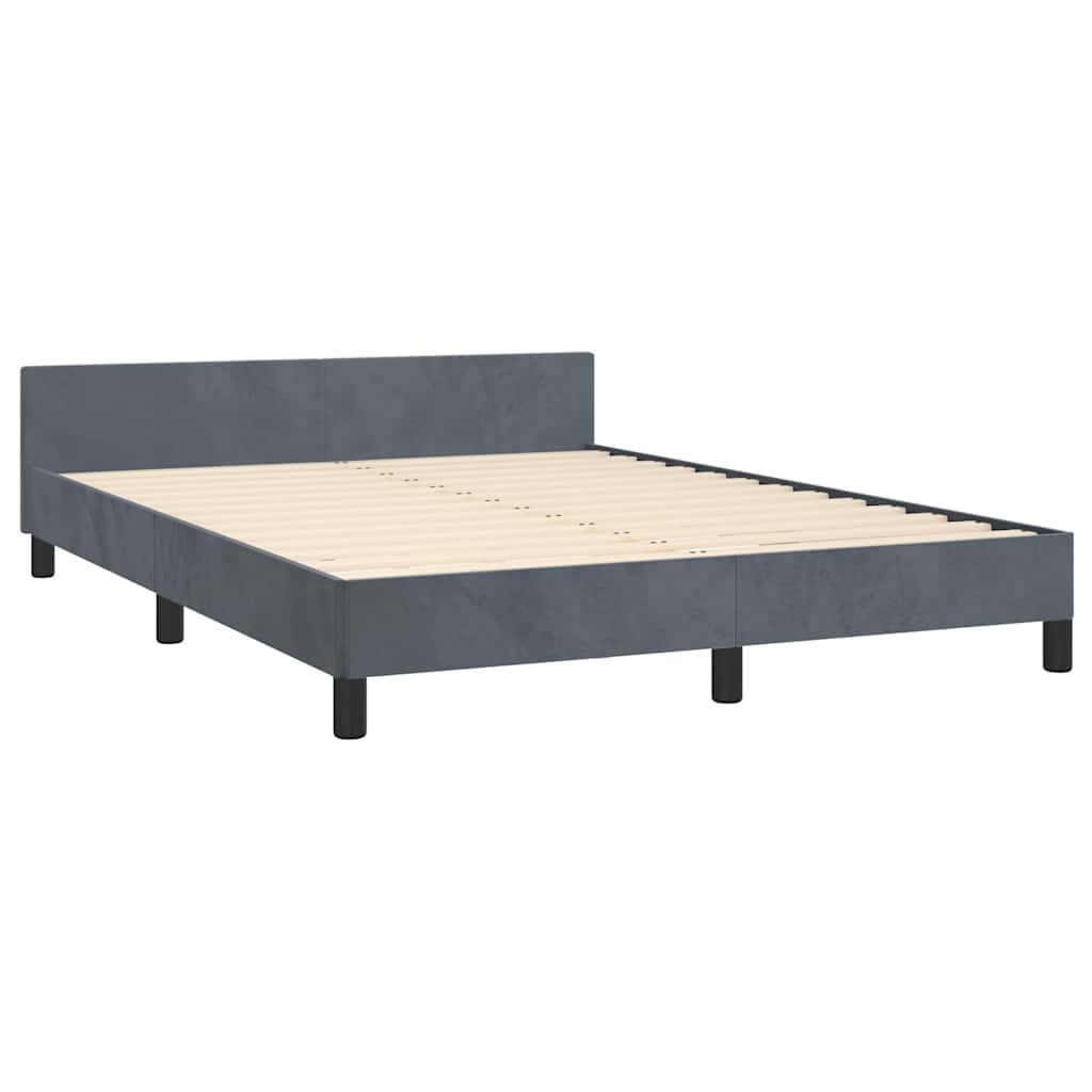 Bed Frame without Mattress Dark Grey Full Velvet