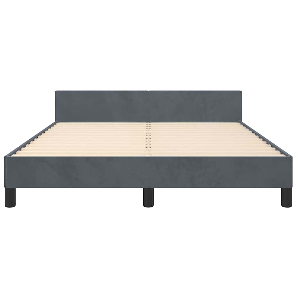Bed Frame without Mattress Dark Grey Full Velvet