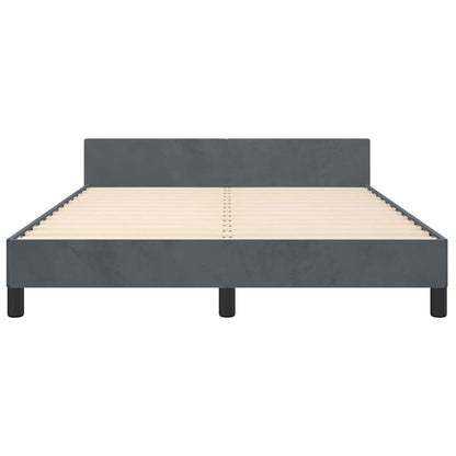 Bed Frame without Mattress Dark Grey Full Velvet