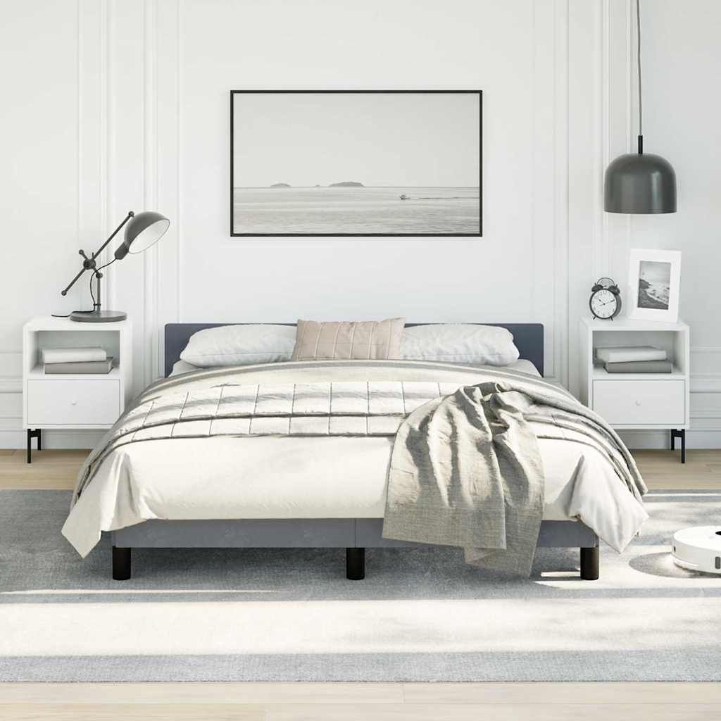 Bed Frame without Mattress Dark Grey Full Velvet