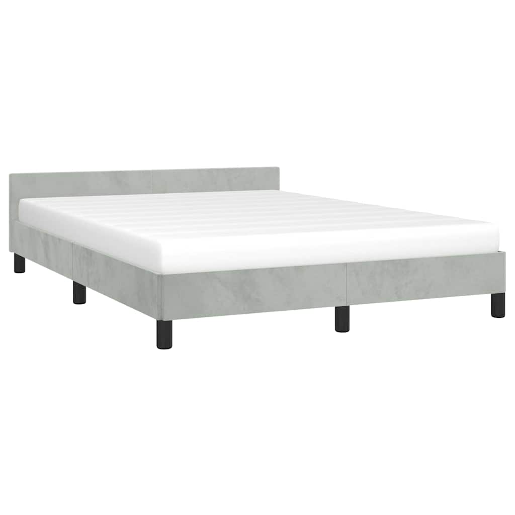 Bed Frame without Mattress Light Grey Queen Velvet