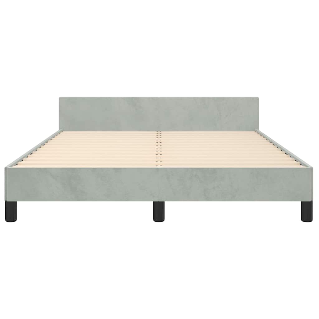Bed Frame without Mattress Light Grey Queen Velvet