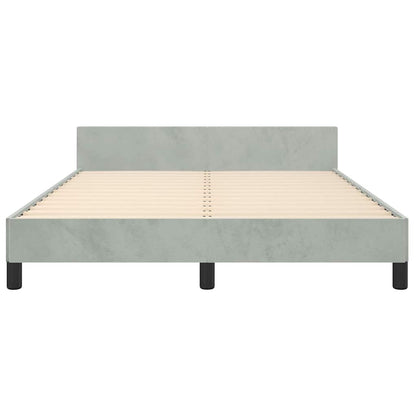Bed Frame without Mattress Light Grey Queen Velvet