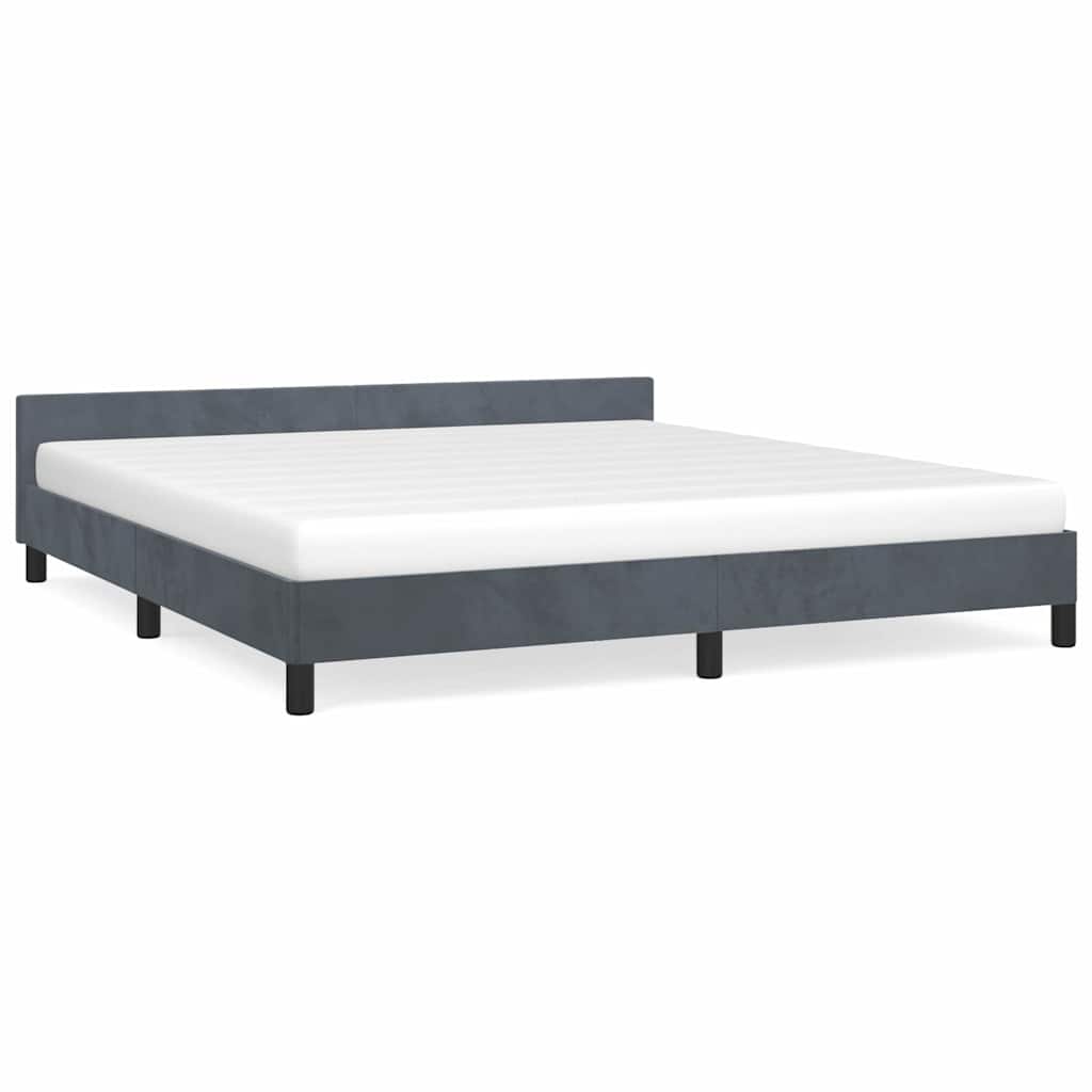 Bed Frame without Mattress Dark Grey King Velvet