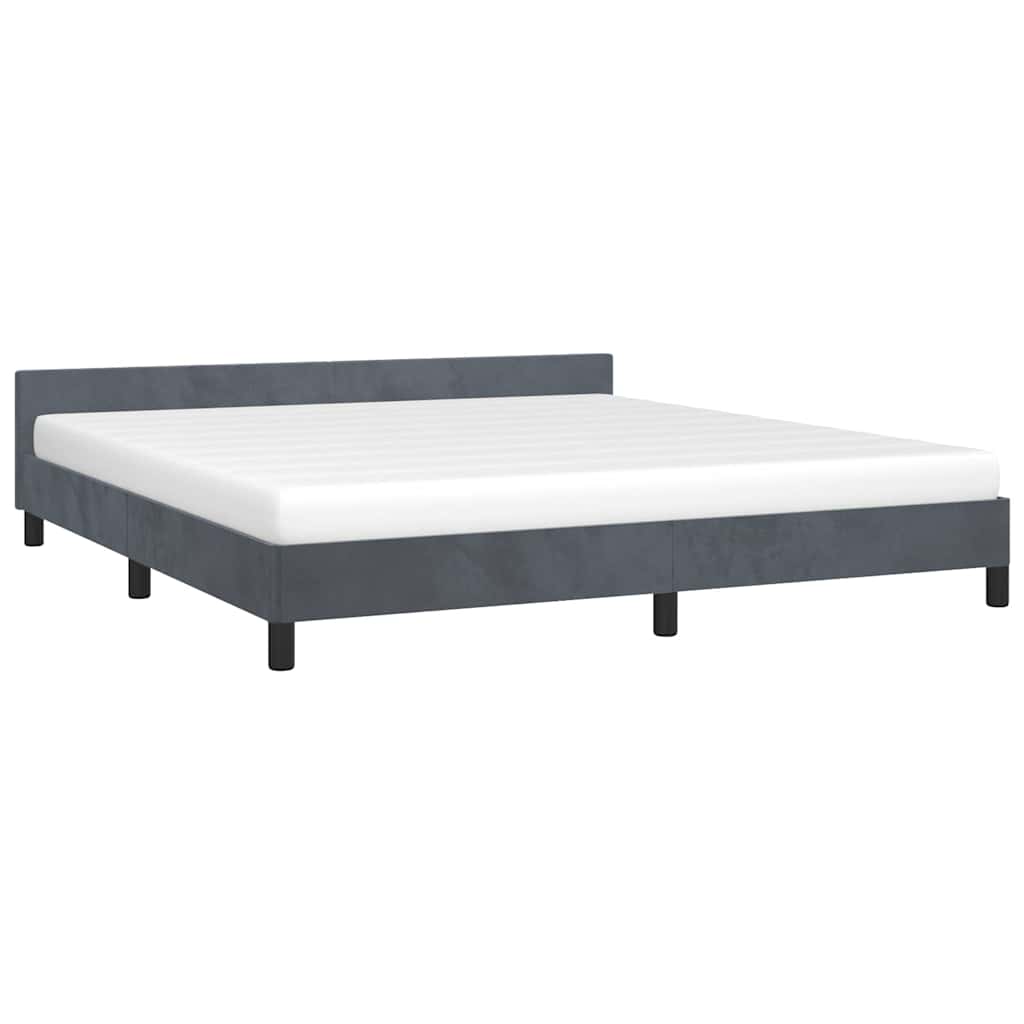 Bed Frame without Mattress Dark Grey King Velvet