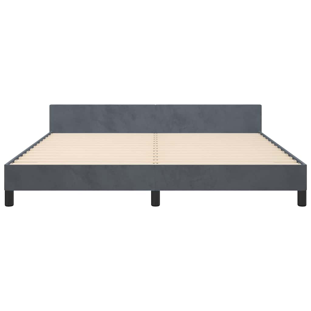 Bed Frame without Mattress Dark Grey King Velvet