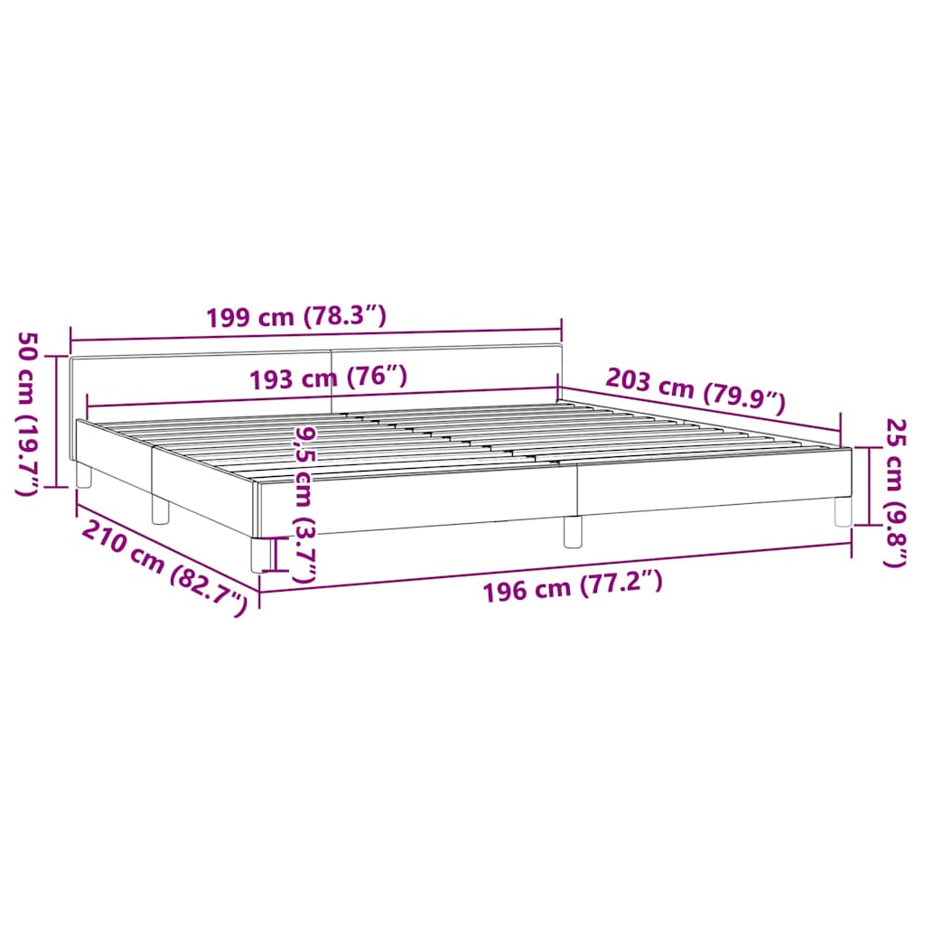 Bed Frame without Mattress Dark Grey King Velvet