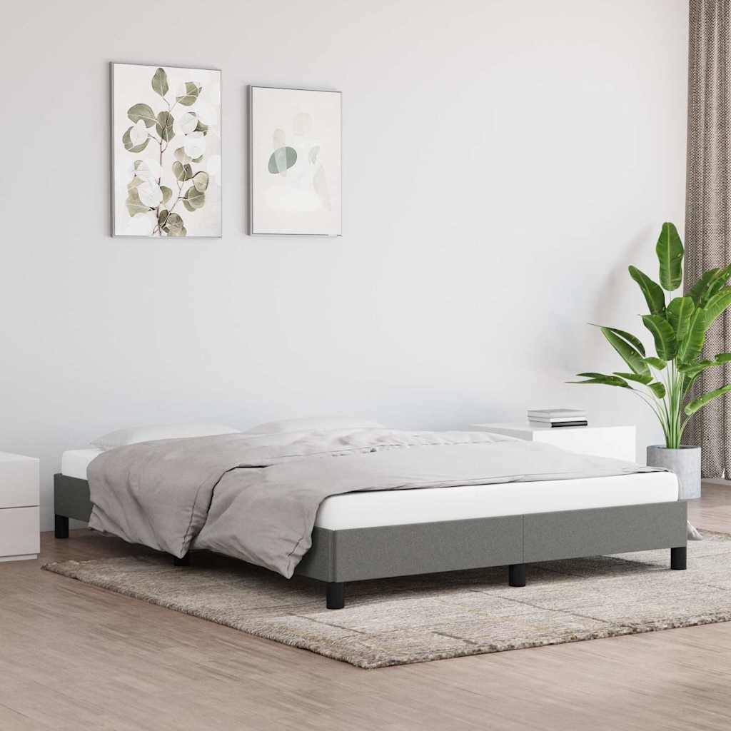 Bed Frame without Mattress Dark Grey 135x190 cm Double Fabric