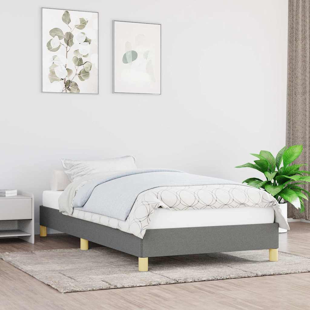 Bed Frame without Mattress Dark Grey 90x190 cm Single Fabric