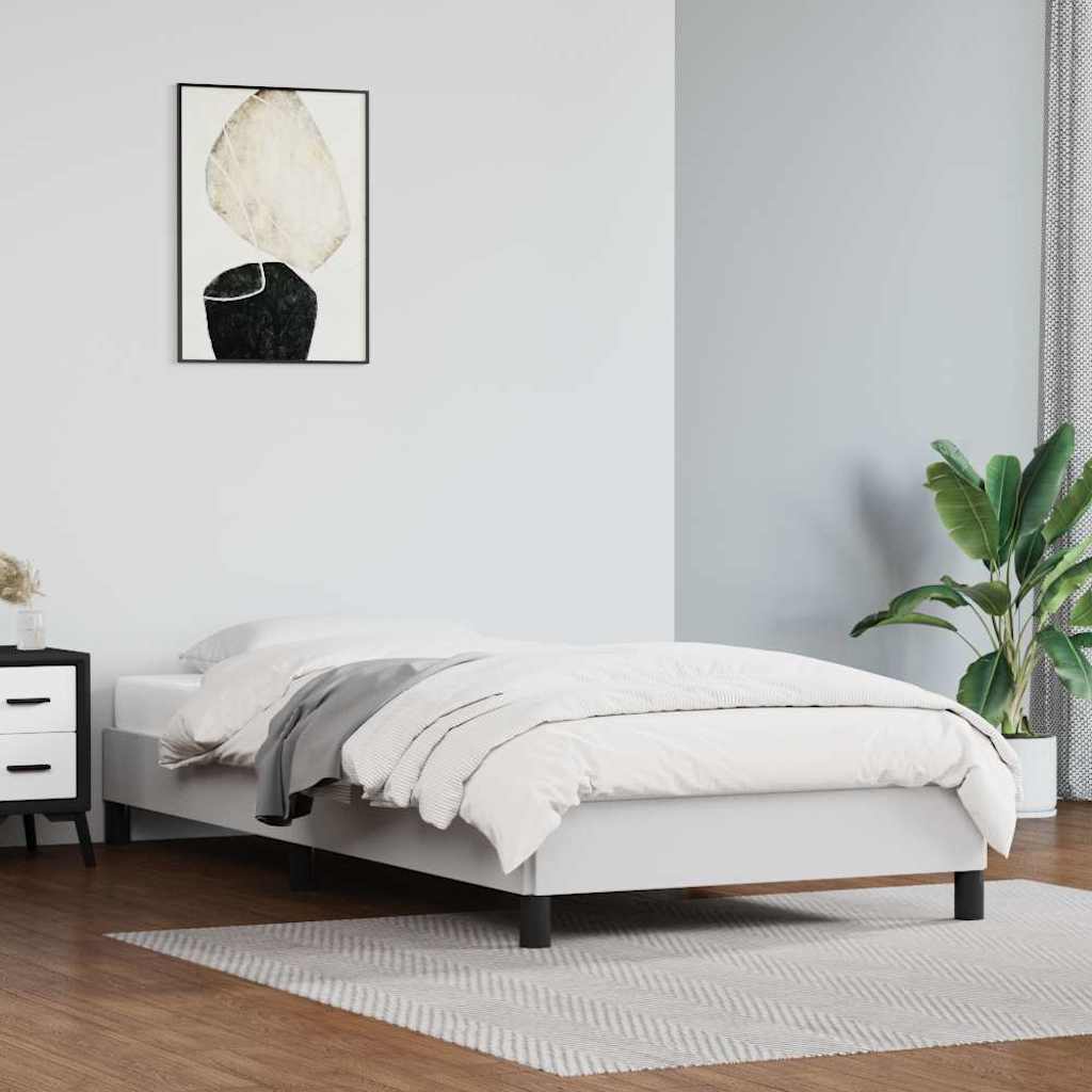 Bed Frame without Mattress White 90x190 cm Single Faux Leather