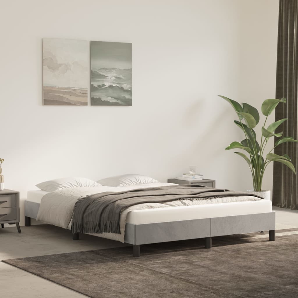 Bed Frame without Mattress Light Grey 135x190 cm Double Double Velvet