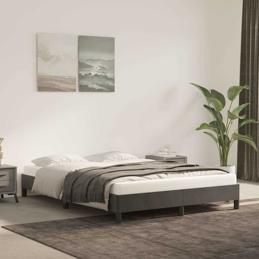Bed Frame without Mattress Dark Grey 135x190 cm Double Velvet