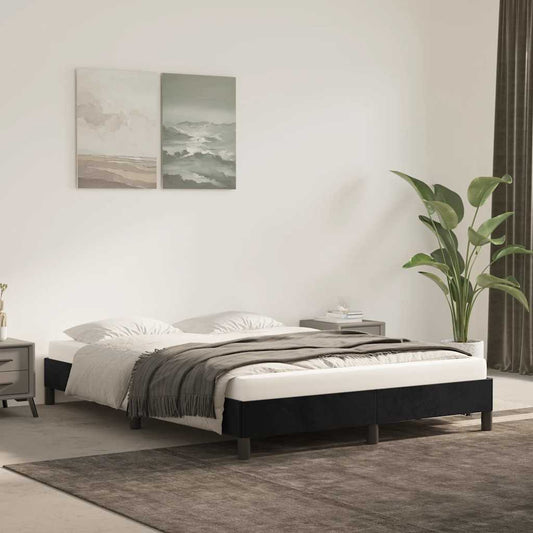 Bed Frame without Mattress Black 135x190 cm Double Double Velvet