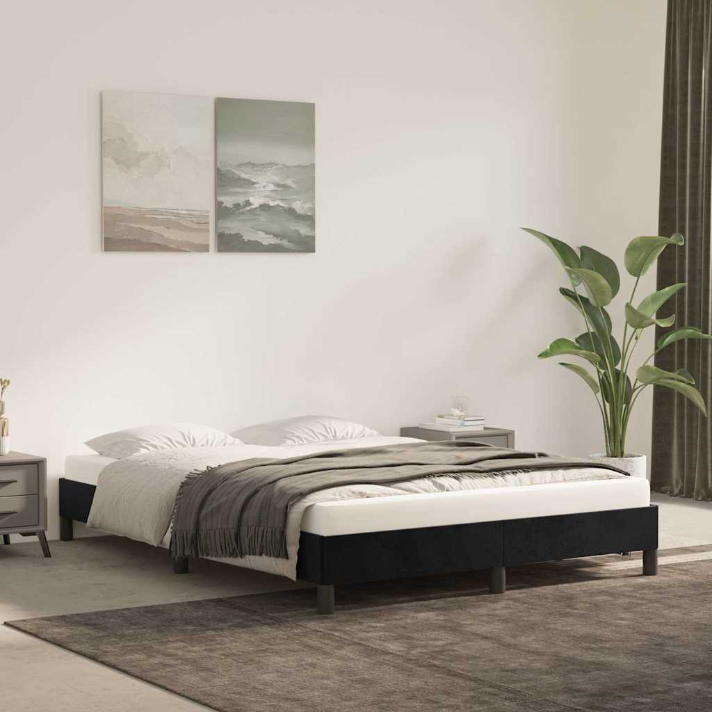 Bed Frame without Mattress Black 135x190 cm Double Velvet