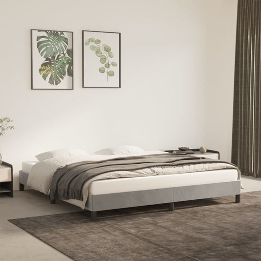 Bed Frame without Mattress Light Grey Super King Velvet