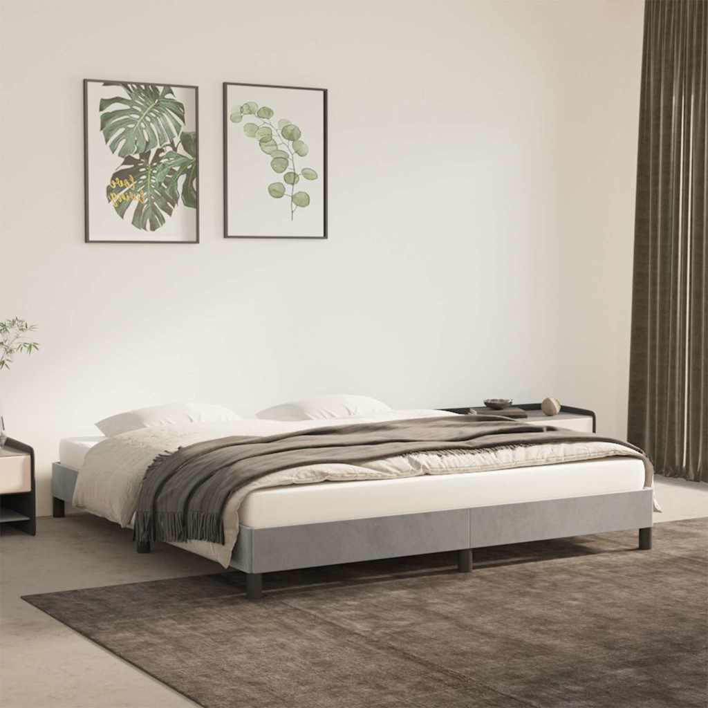 Bed Frame without Mattress Light Grey Super King Velvet