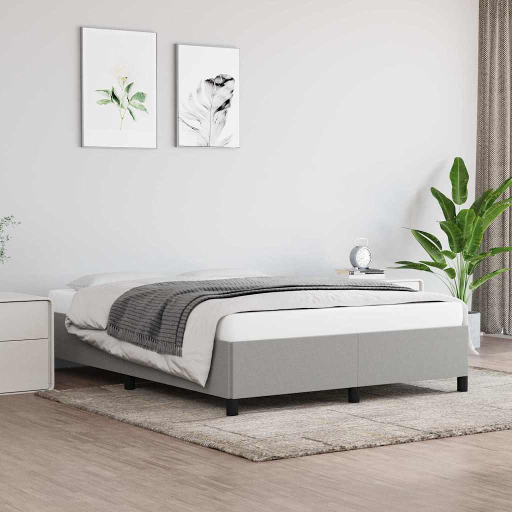 Bed Frame without Mattress Light Grey 135x190 cm Double Fabric