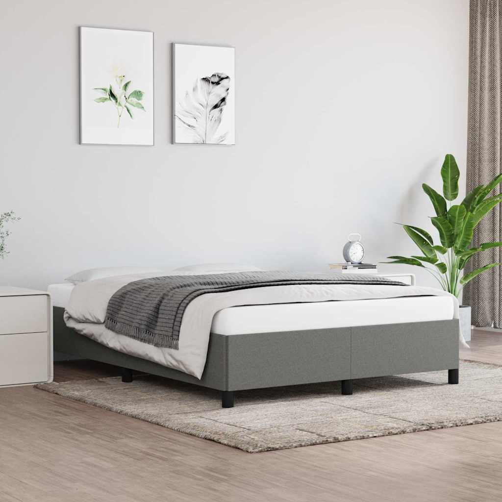 Bed Frame without Mattress Dark Grey 135x190 cm Double Fabric