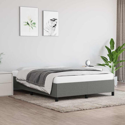 Bed Frame without Mattress Dark Grey 135x190 cm Double Fabric