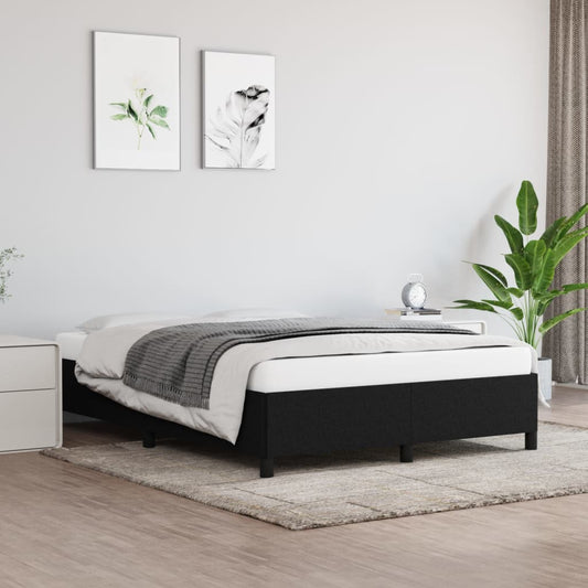Bed Frame without Mattress Black 135x190 cm Double Double Fabric