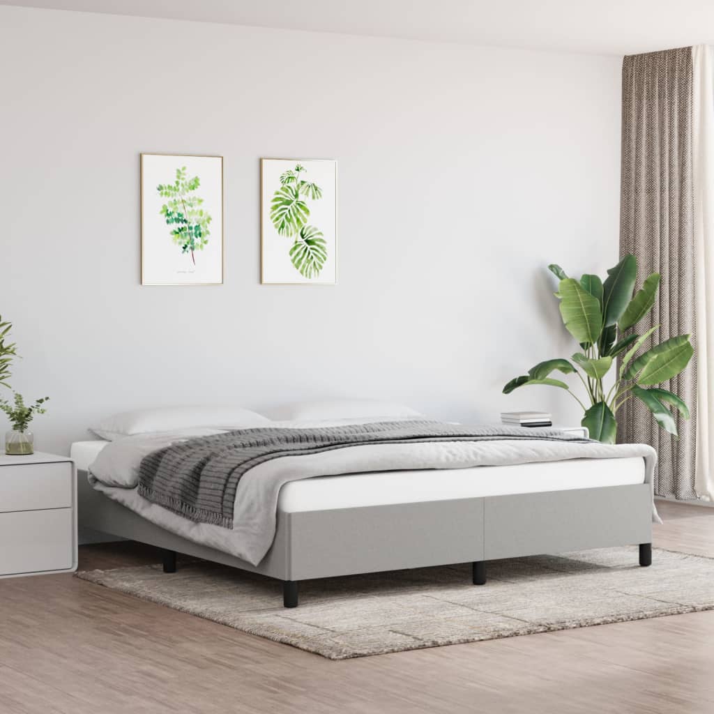 Bed Frame without Mattress Light Grey Super King Fabric