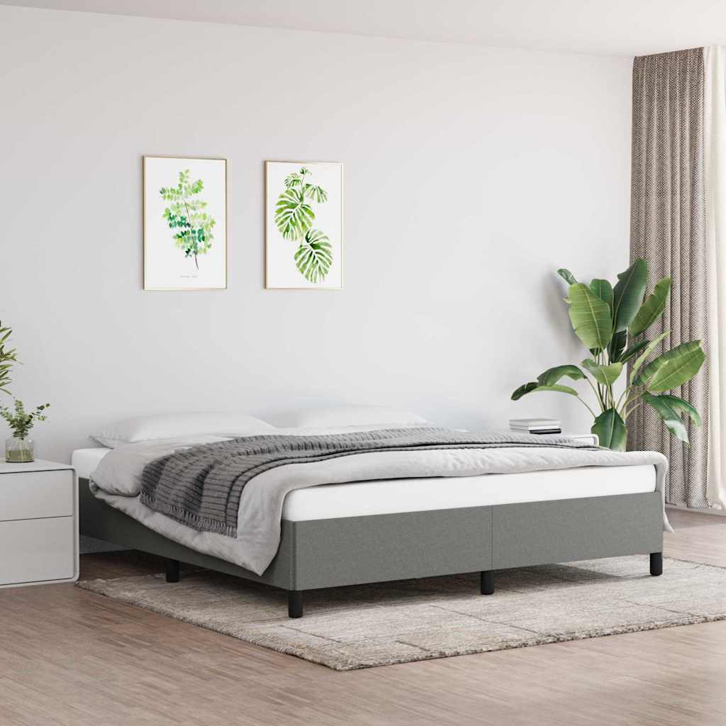 Bed Frame without Mattress Dark Grey Super King Fabric