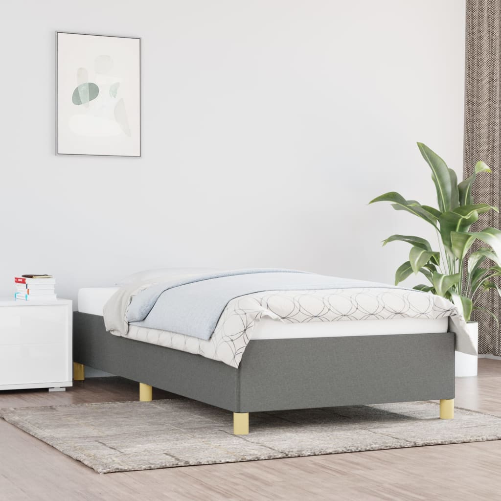 Bed Frame without Mattress Dark Grey 90x190 cm Single Single Fabric