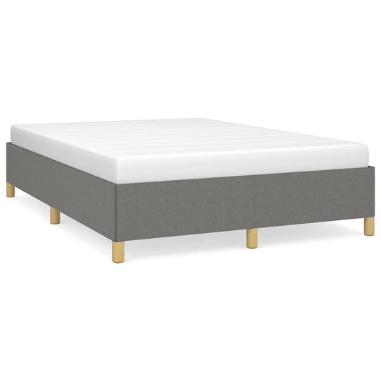 Bed Frame without Mattress Dark Grey 135x190 cm Double Double Fabric