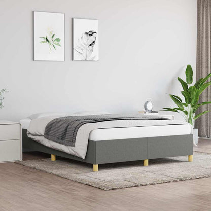 Bed Frame without Mattress Dark Grey 135x190 cm Double Fabric