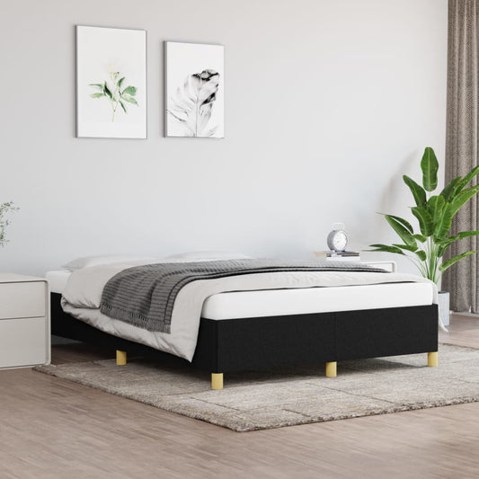 Bed Frame without Mattress Black 135x190 cm Double Double Fabric