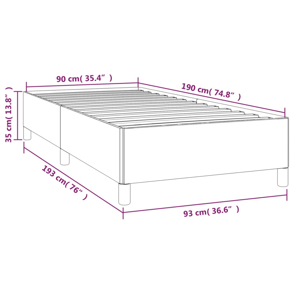 Bed Frame without Mattress White 90x190 cm Single Single Faux Leather