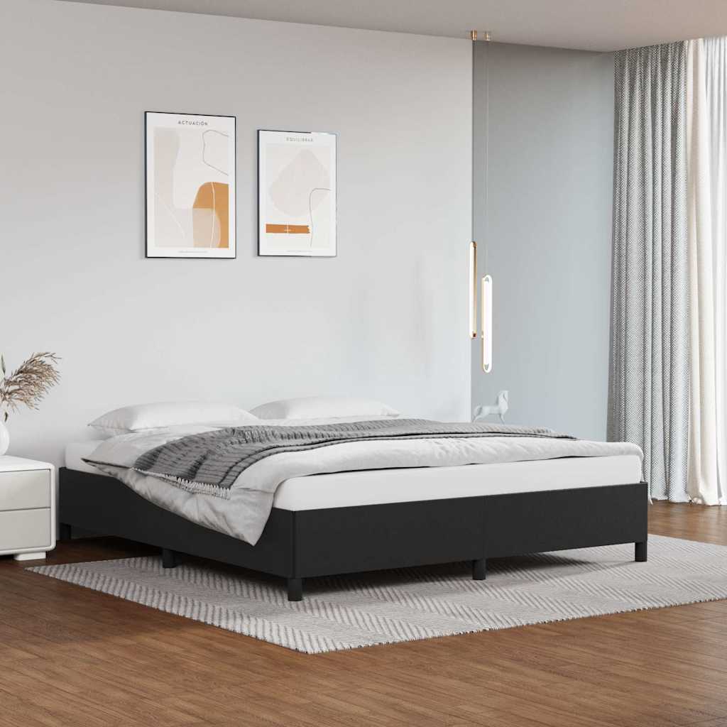 Bed Frame without Mattress Black Super King Faux Leather