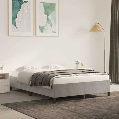 Bed Frame without Mattress Light Grey 135x190 cm Double Velvet