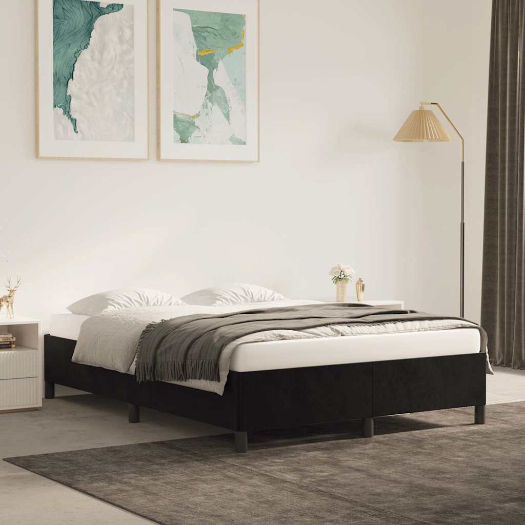 Bed Frame without Mattress Black 135x190 cm Double Velvet