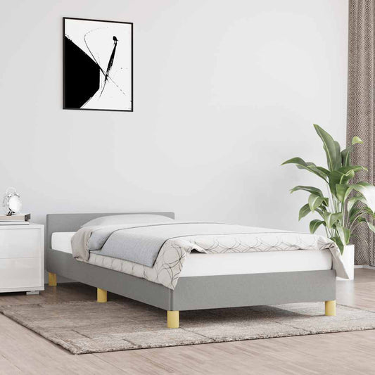 Bed Frame without Mattress Light Grey 90x190cm Single Fabric