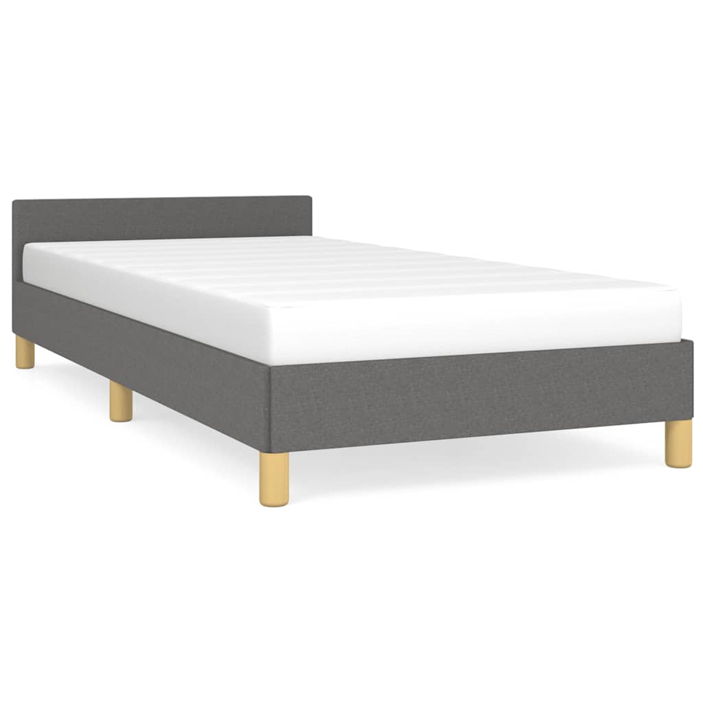 Bed Frame without Mattress Dark Grey 90x190cm Single Fabric
