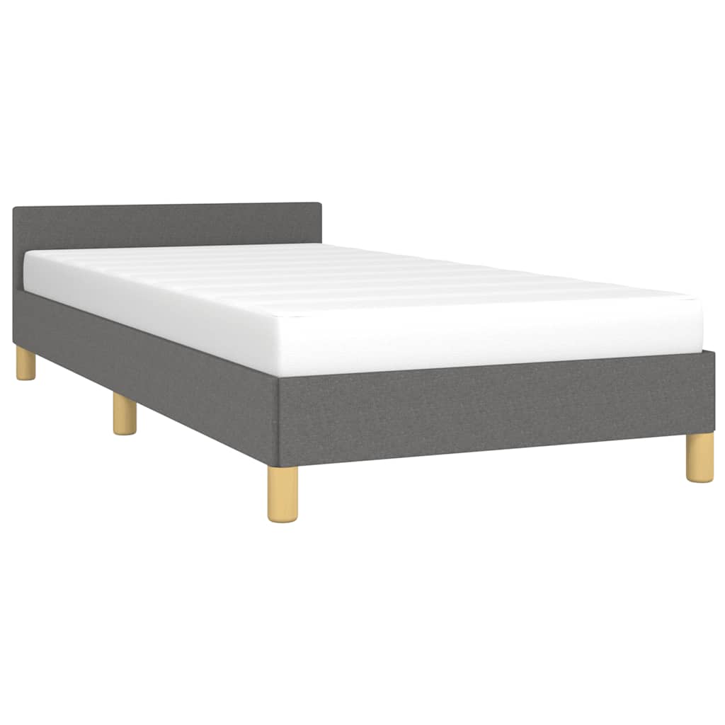 Bed Frame without Mattress Dark Grey 90x190cm Single Fabric