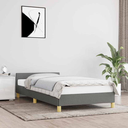 Bed Frame without Mattress Dark Grey 90x190cm Single Fabric