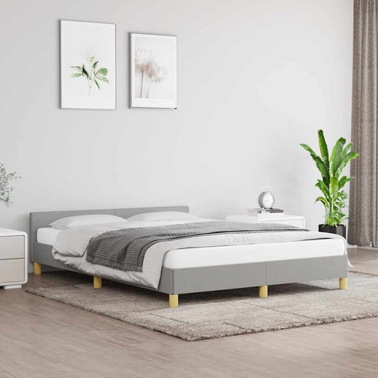 Bed Frame without Mattress Light Grey 180x200cm Super King Fabric
