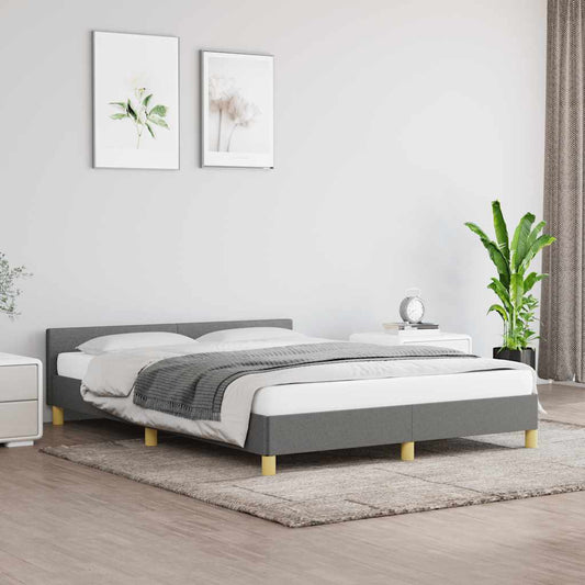 Bed Frame without Mattress Dark Grey 180x200cm Super King Fabric
