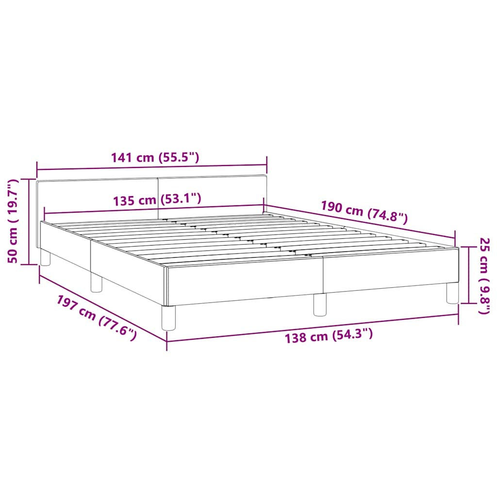 Bed Frame without Mattress Black 135x190cm Double Faux Leather