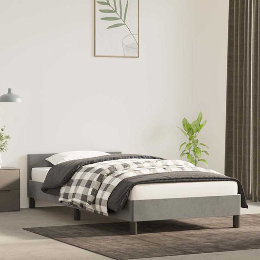 Bed Frame without Mattress Light Grey 90x190cm Single Velvet