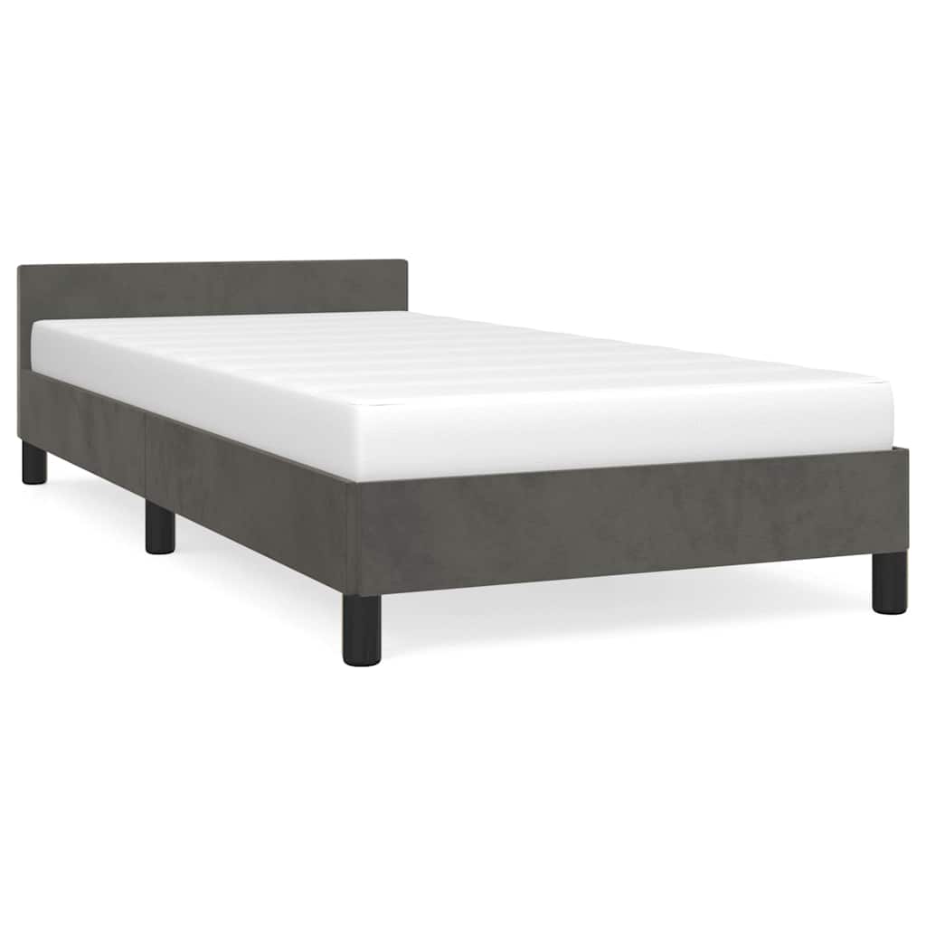 Bed Frame without Mattress Dark Grey 90x190cm Single Velvet