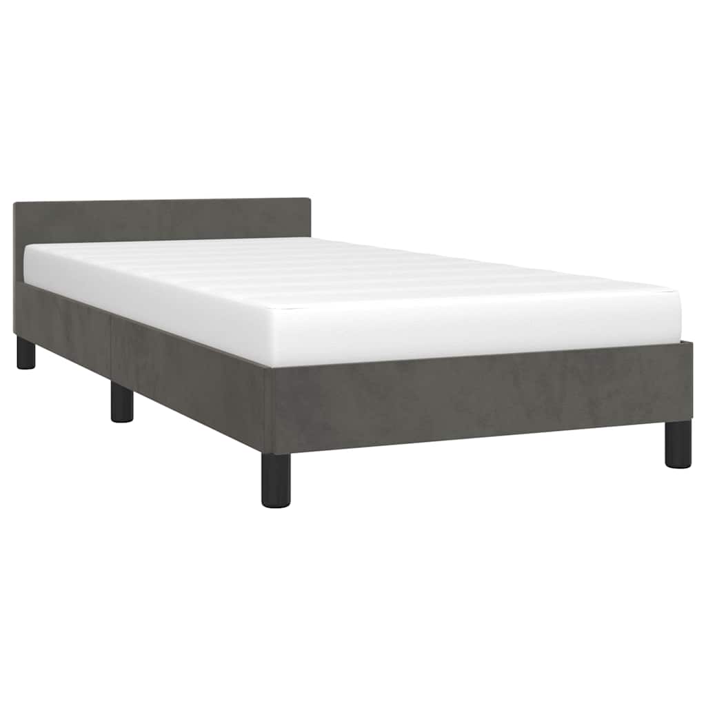 Bed Frame without Mattress Dark Grey 90x190cm Single Velvet